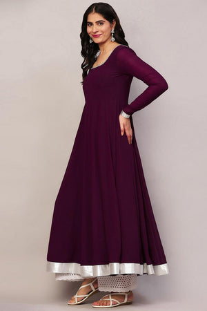 Violet Embroidered Georgette Kurti (AM-P-510-Purple)