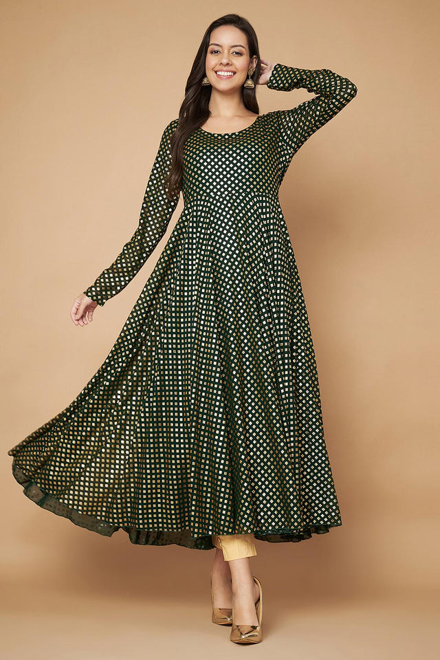 Green Embroidered Georgette Kurti (AM-P-535-Green)