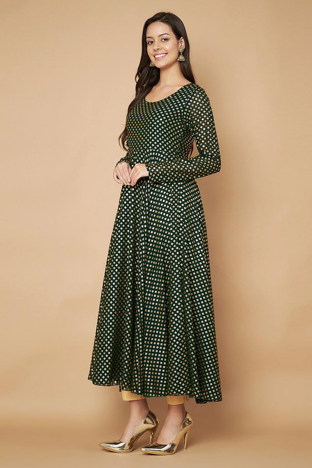 Green Embroidered Georgette Kurti (AM-P-535-Green)