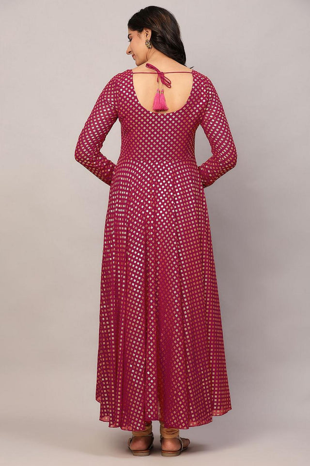Pink Embroidered Georgette Kurti (AM-P-535-Pink)