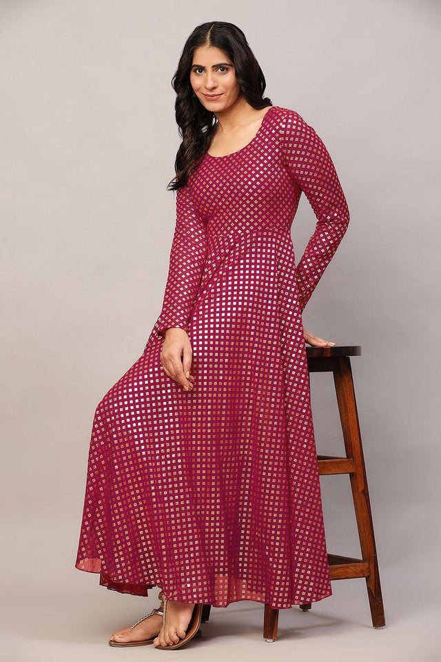 Pink Embroidered Georgette Kurti (AM-P-535-Pink)