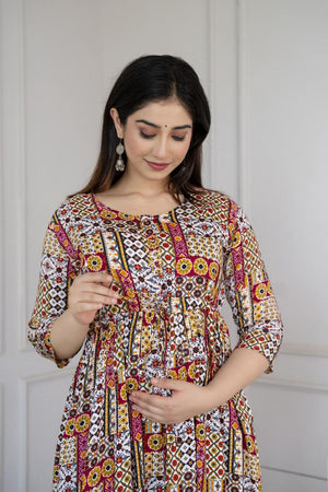 Multi Color Printed Rayon Dress (AMND0119)