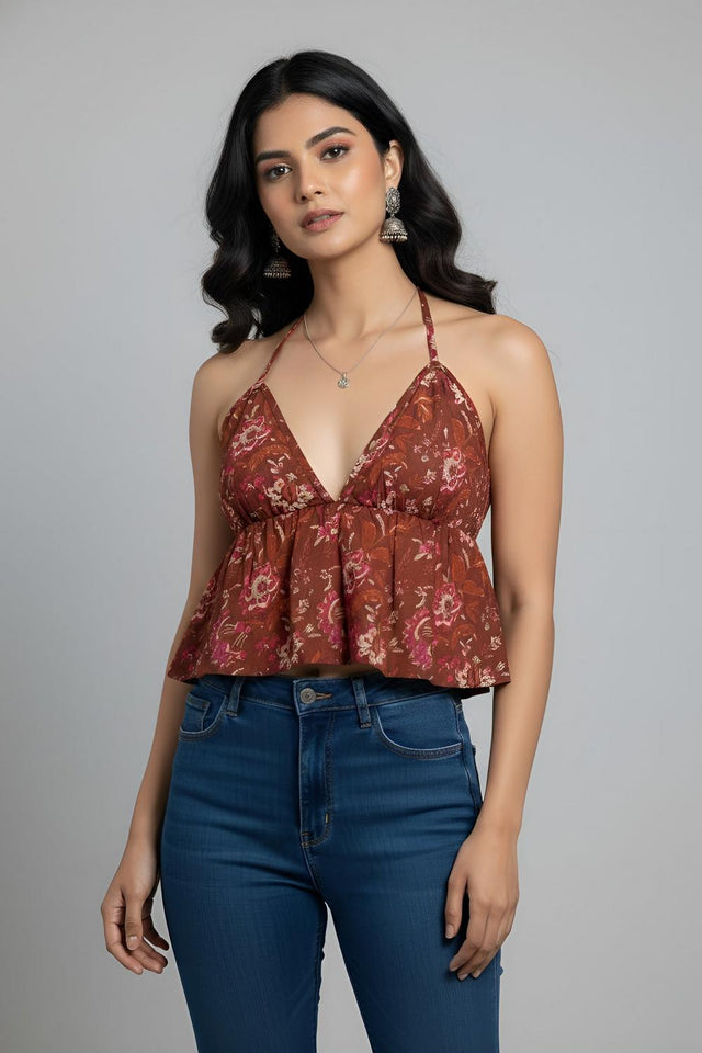 Rust Printed Cotton Top (AMSP0005)