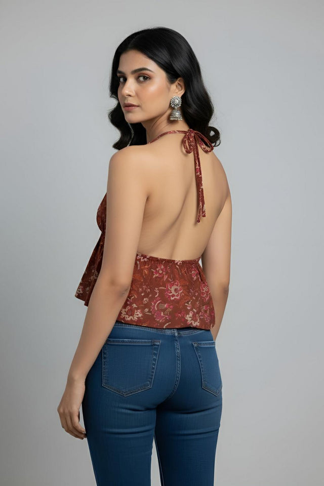 Rust Printed Cotton Top (AMSP0005)