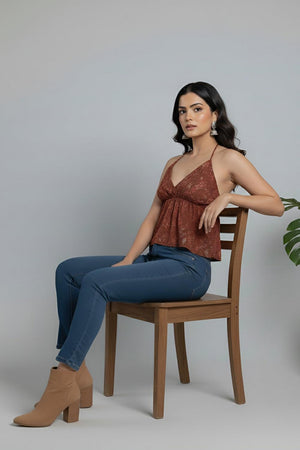 Rust Printed Cotton Top (AMSP0005)