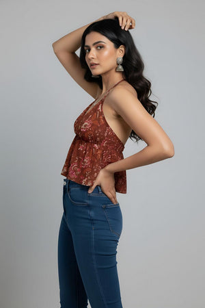 Rust Printed Cotton Top (AMSP0005)