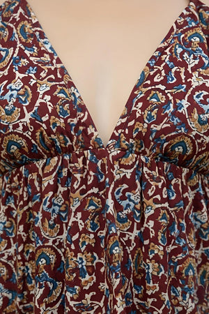 Maroon Printed Cotton Top (AMSP0018)