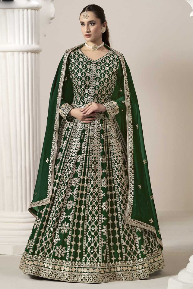 Green Embroidered Net Gown (ANAYA VOL-206-a)