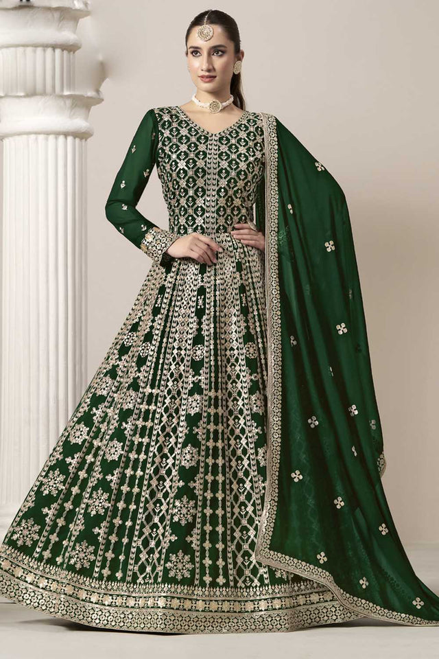 Green Embroidered Net Gown (ANAYA VOL-206-a)