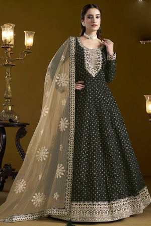 Black Embroidered Silk Gown (ANAYA VOL-207-a)