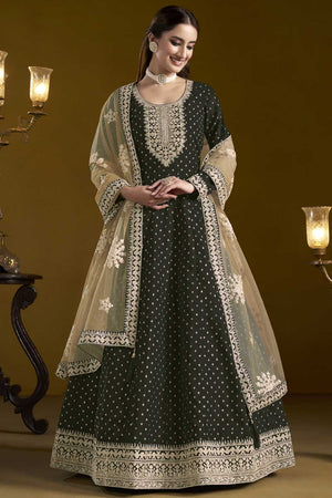 Black Embroidered Silk Gown (ANAYA VOL-207-a)