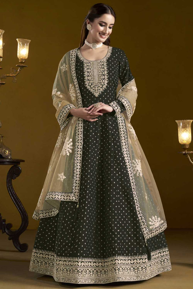 Black Embroidered Silk Gown (ANAYA VOL-207-a)
