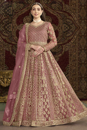 Pink Embroidered Net Gown (ANAYA VOL-209-a)