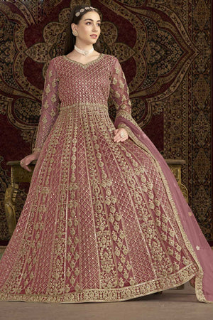 Pink Embroidered Net Gown (ANAYA VOL-209-a)