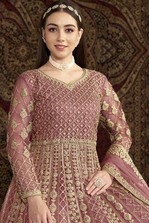 Pink Embroidered Net Gown (ANAYA VOL-209-a)