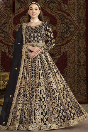 Brown Sequin with Embroidered Net Gown (ANAYA VOL-210-a)
