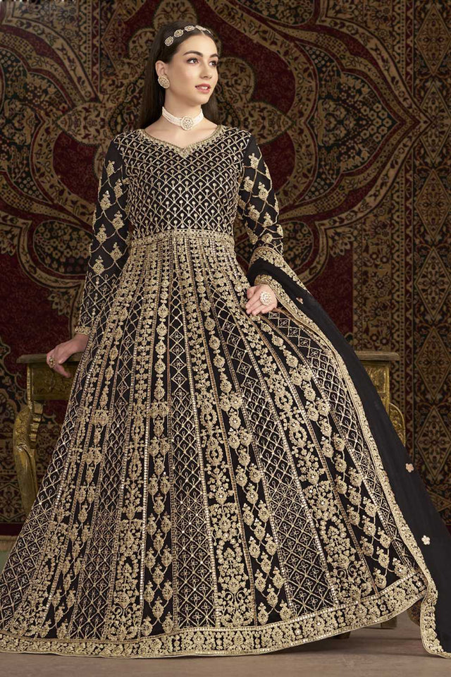 Brown Sequin with Embroidered Net Gown (ANAYA VOL-210-a)