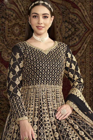 Brown Sequin with Embroidered Net Gown (ANAYA VOL-210-a)