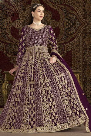 Violet Sequin with Embroidered Net Gown (ANAYA VOL-210-c)