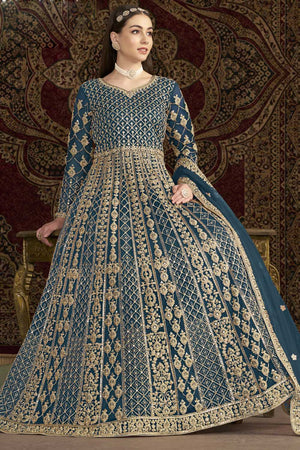 Light-Blue Sequin with Embroidered Net Gown (ANAYA VOL-210-d)