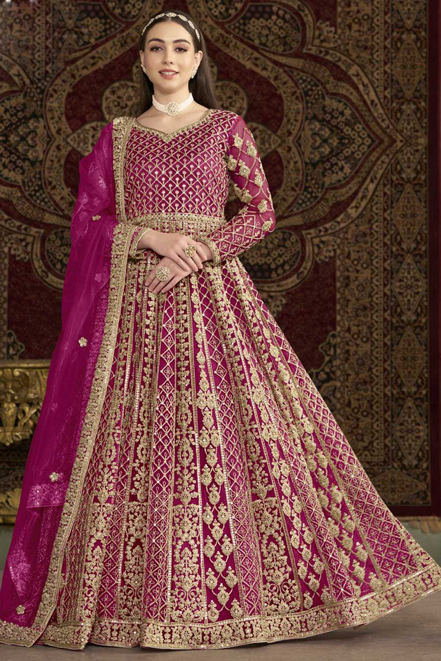 Pink Sequin with Embroidered Net Gown (ANAYA VOL-210-e)