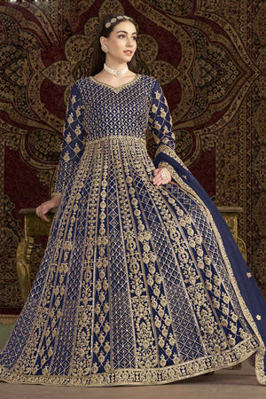 Blue Sequin with Embroidered Net Gown (ANAYA VOL-210-f)