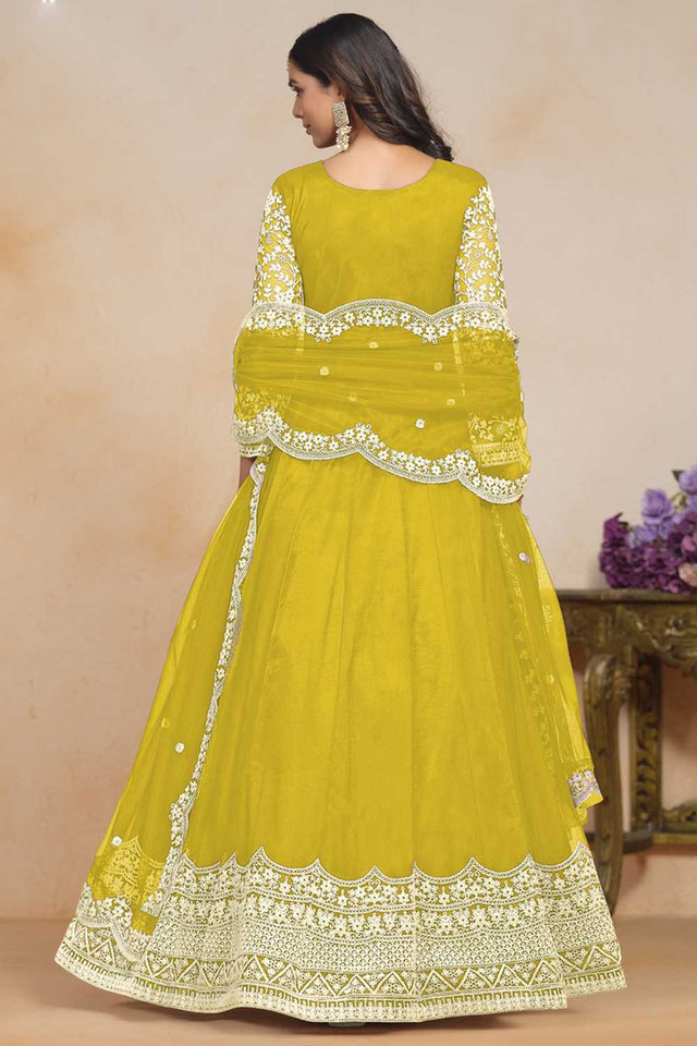 Yellow Embroidered Net Gown (ANAYA VOL 201-20101)