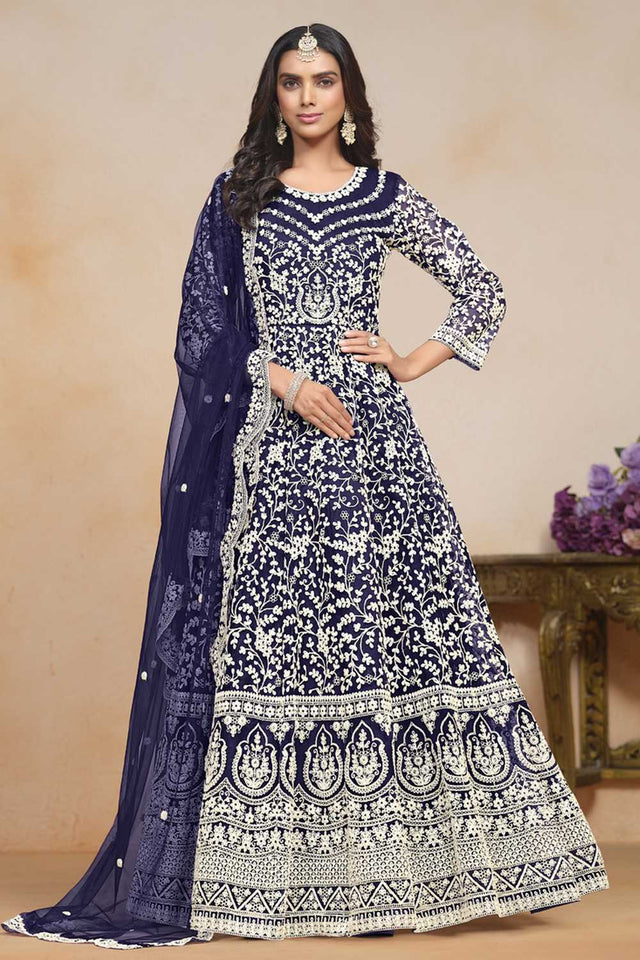 Blue Embroidered Net Gown (ANAYA VOL 201-20103)