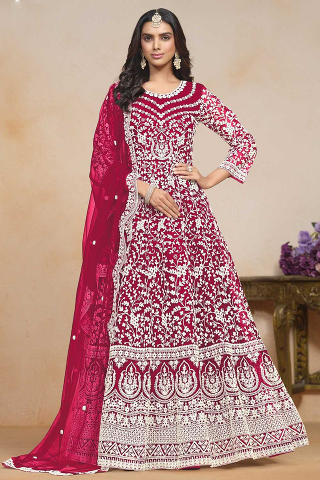 Pink Embroidered Net Gown (ANAYA VOL 201-20104)