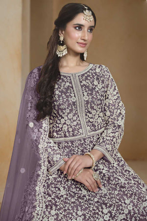 Lavender Embroidered Net Gown (ANAYA VOL 205-20502)