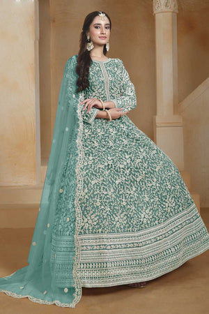 Sea-Green Embroidered Net Gown (ANAYA VOL 205-20503)