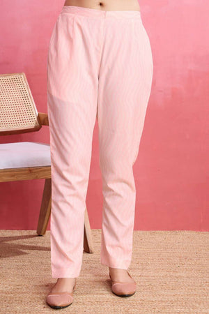 Peach Printed Crepe Kurti Pant Set