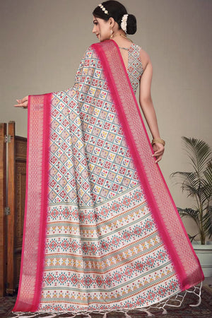 Pink Floral Printed Cotton Silk Saree (AXALI1-RANI)