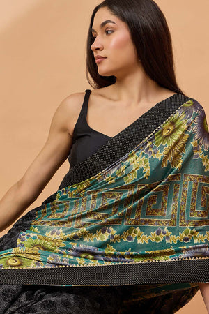 Black Poly Chiffon Woven Saree