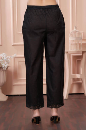 Black Embroidered Cotton Anarkali Suit Set