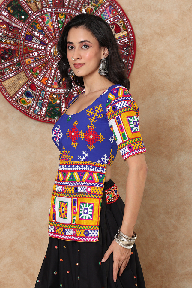 Blue Embroidered Georgette Blouse (NCBL-007-BLUE)