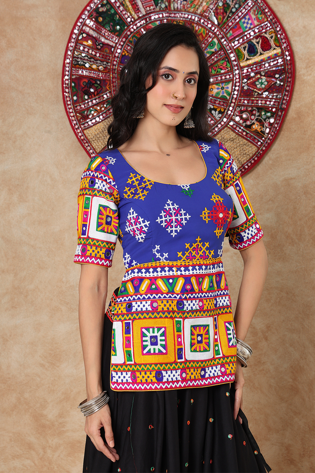 Blue Embroidered Georgette Blouse (NCBL-007-BLUE)
