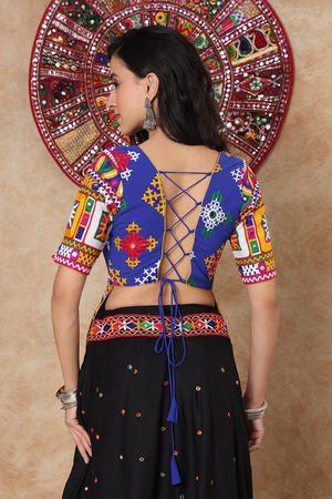 Blue Embroidered Georgette Blouse (NCBL-007-BLUE)