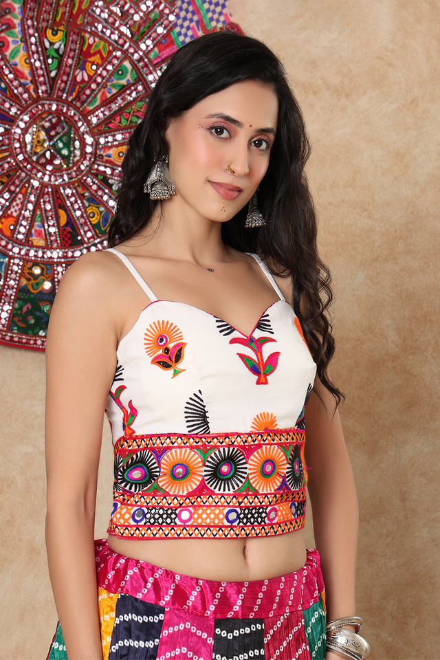 White Embroidered Georgette Blouse (NCBL-001-WHTE)