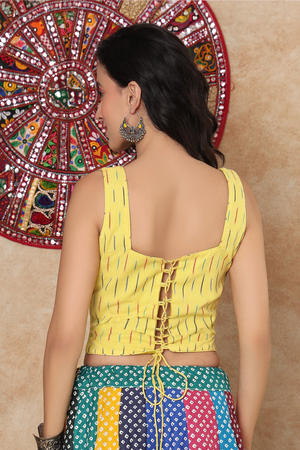 Yellow Printed Cotton Blouse (NCBL-013-YELW)
