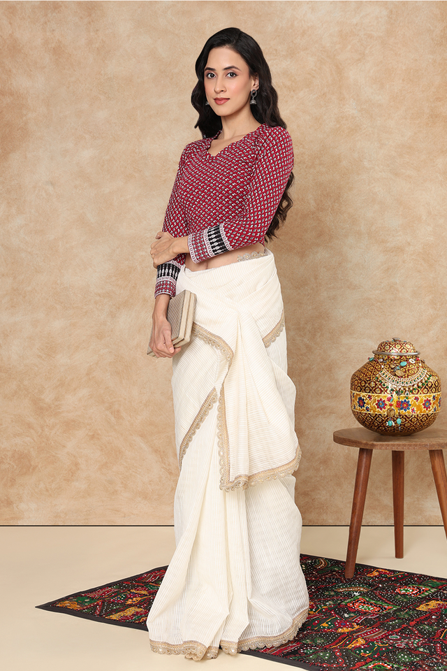 Maroon Printed Lycra Blouse (RF-0301-MRON)