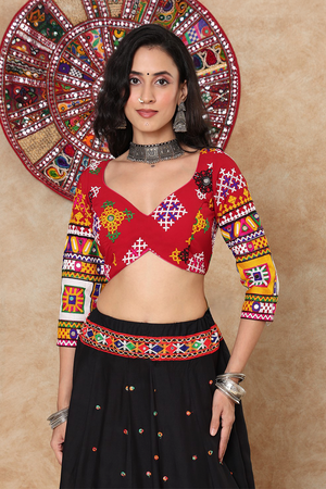 Maroon Embroidered Georgette Blouse (NCBL-005-MRON)