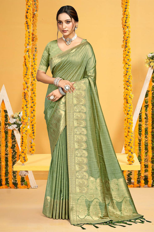 Green Woven Silk Saree