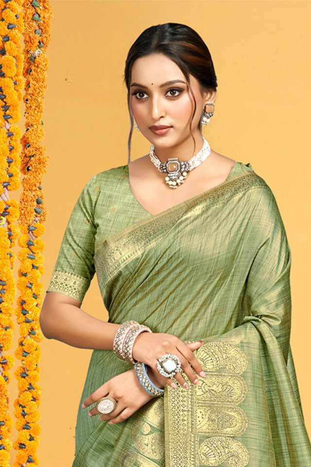 Green Woven Silk Saree