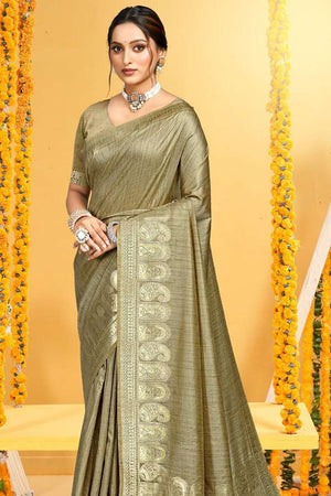 Beige Woven Silk Saree