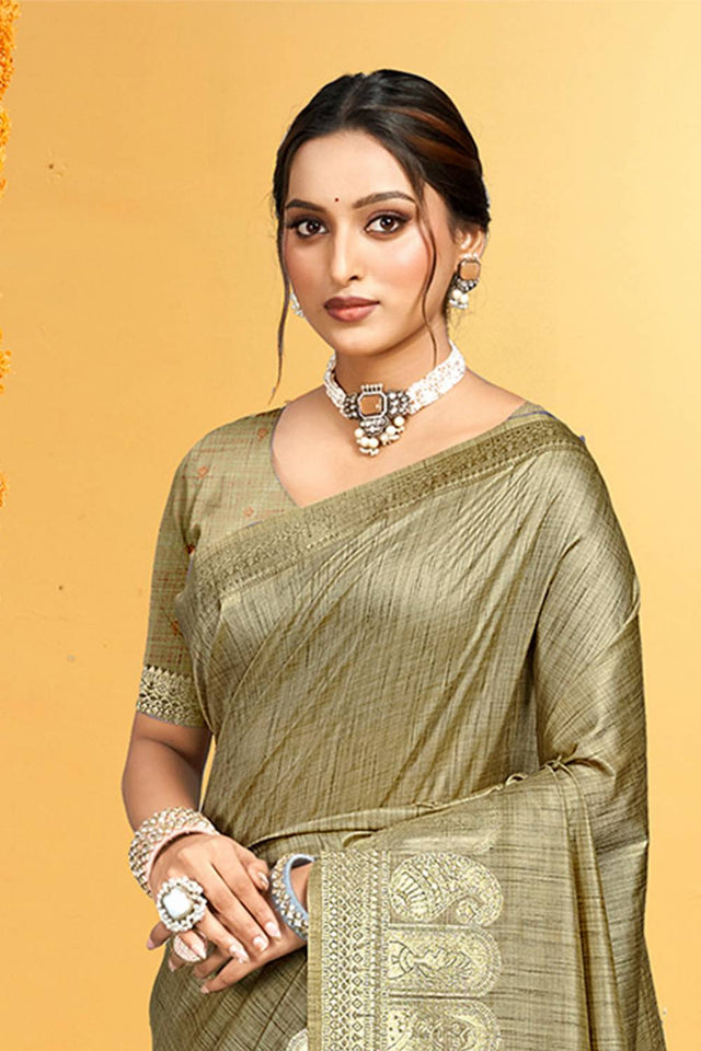 Brown Woven Silk Saree