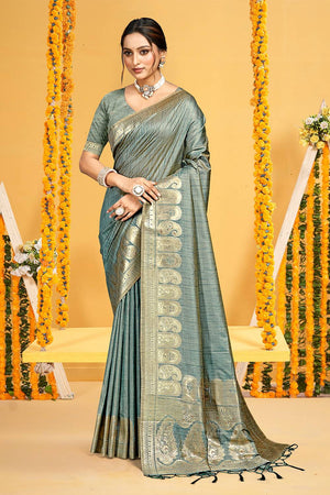 Grey Woven Silk Saree