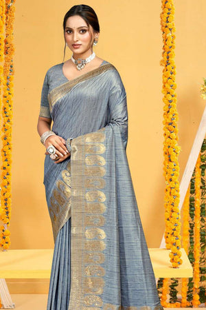 Blue Woven Silk Saree