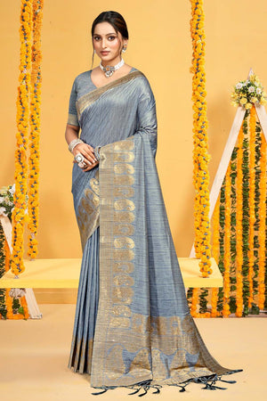 Blue Woven Silk Saree