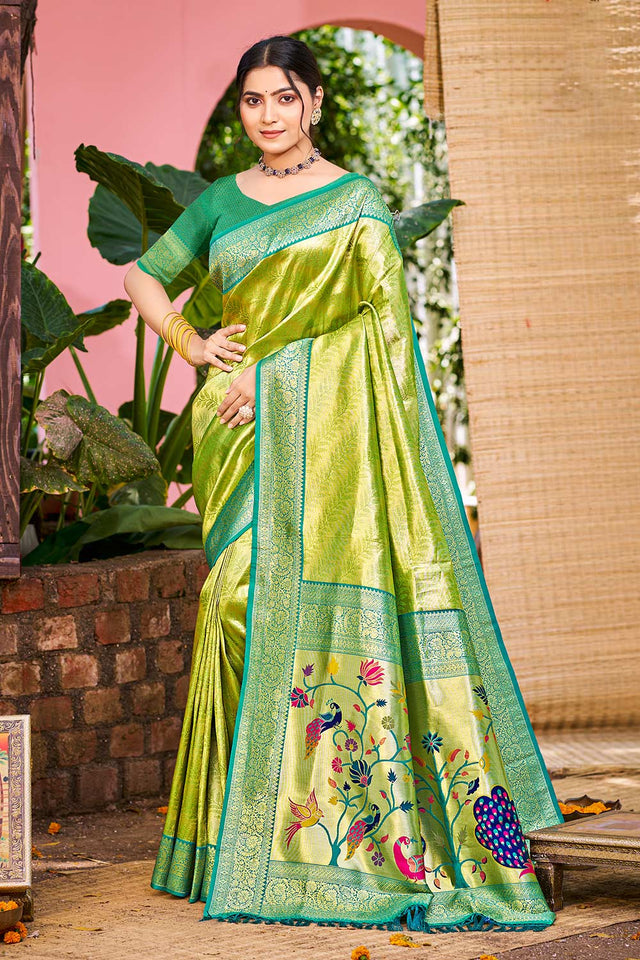 Green Woven Kanjivaram Silk Saree